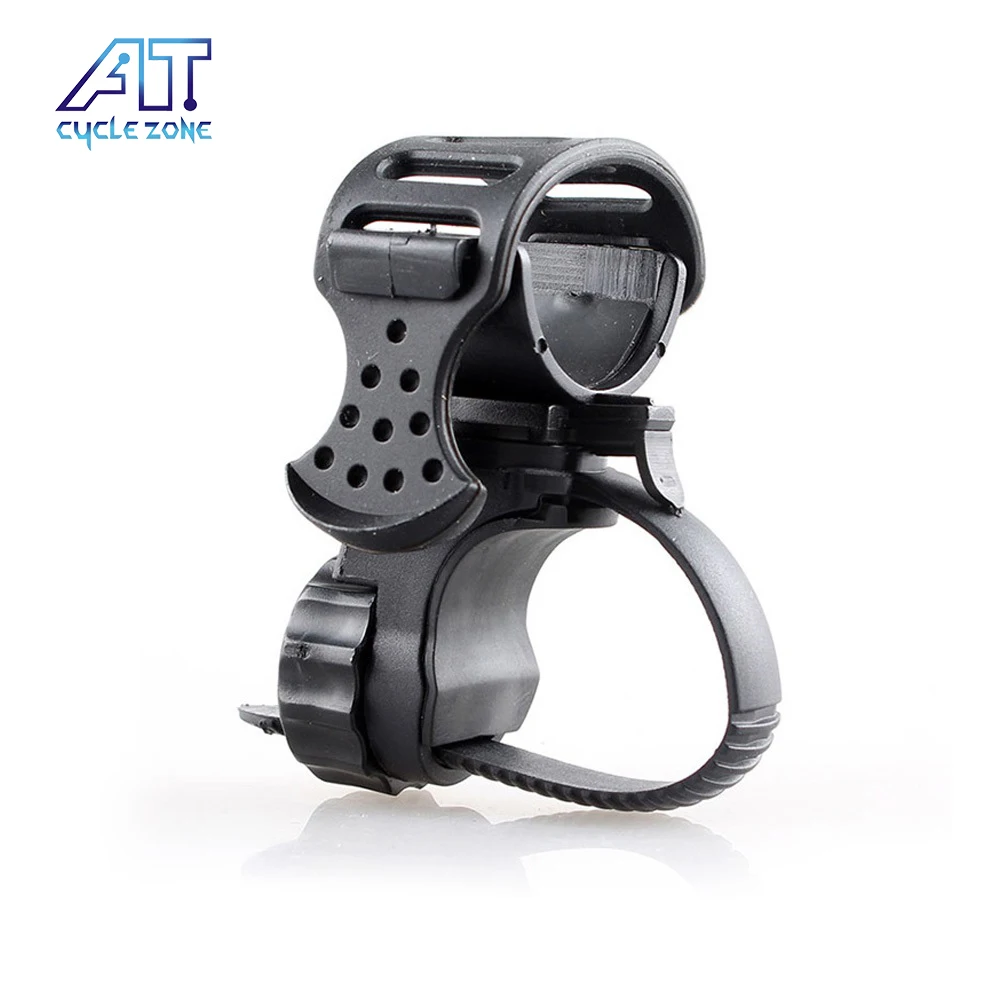 

RTS Bicycle light holder silicone flashlight clip 360 Rotation Cycling lamp Torch Light Holder Clip bike accessories bracket, Black