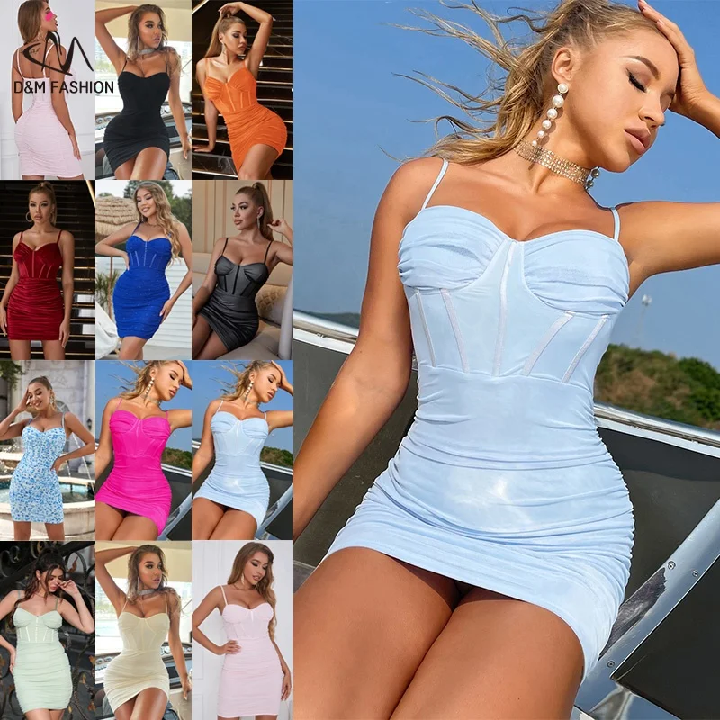 

D&M Tiktok Hot Selling Ladies Red Party Sexy Velvet Backless V-Neck Bodycon Vestidos Short Dress Women Sheath Mini Elegant Dress, Picture color