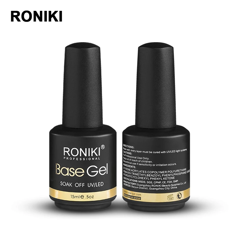 

RONIKI private label clear custom logo no wipe base coat uv gel nail polish