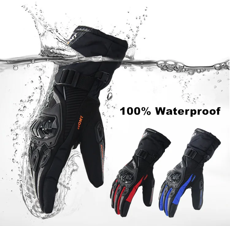 

Suomy 2018 Winter warm motorcycle gloves 100% Waterproof windproof Guantes Moto Luvas Touch Screen luva motociclista luvas moto, Black;red;blue
