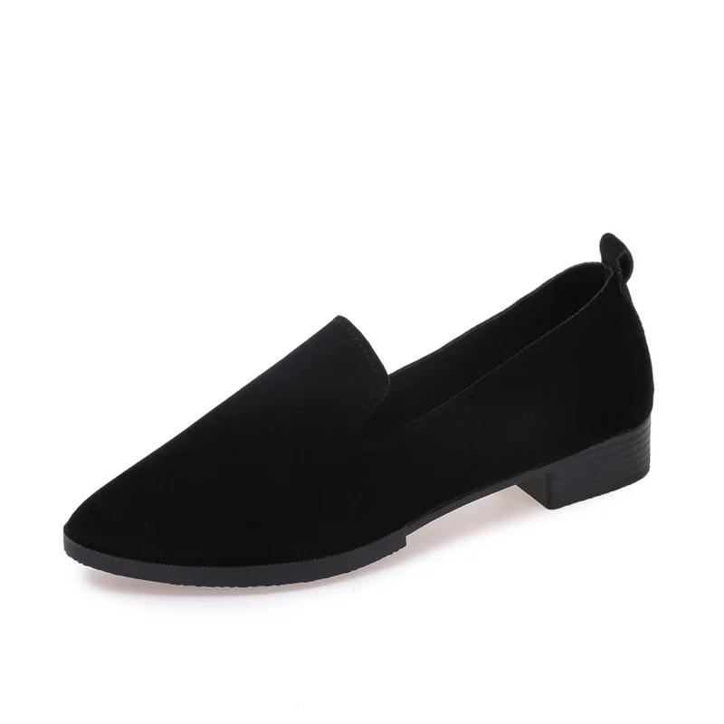 

New fashion low heel solid color pointed women loafers work shoes single shoes