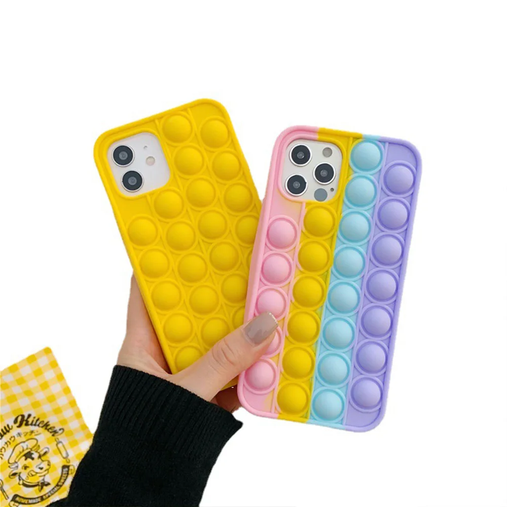 

Amazon Hot Selling Creative Silicone Soft Phone Cases Rainbow Color Soft Phone Case for i phone 11 12, Rainbow color, yellow