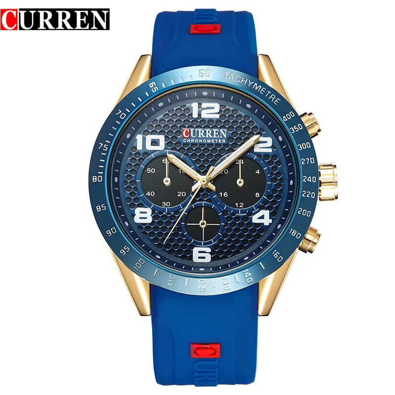 

CURREN 8167 Men Quartz Watch Rubber Strap Alloy Case Analog Display Casual Men Wristwatches