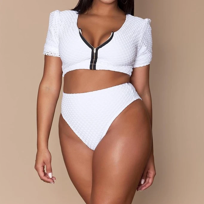 

Bikini Underwire 2021 Manufacturer Top Quality Crop Top Plus Size 2 Piece Swimsuit Split Swimwear Big Booty Bikini, Picture