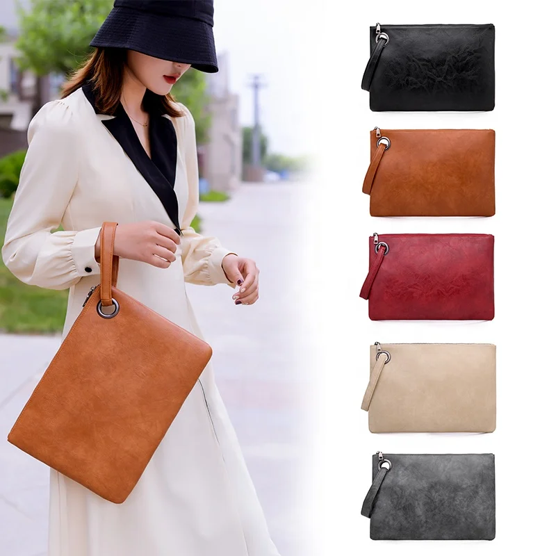 

FS9110 Elegant Stylish PU Leather Ladies Clutch Bag Retro Purses Envelope Slim Clutch Handbag Evening Clutch Bags for Woman, See below pictures showed