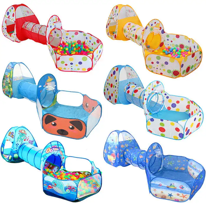 

3PCS kids house outdoor play develop puzzle colorful ball road indoor tents, Red,blue,yellow