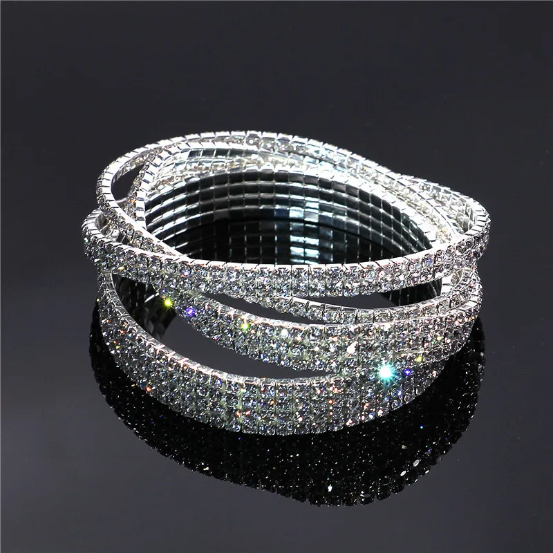 

Rhinestone Elastic Anklet In Silver, Silver Crystal Anklet Diamond Crystal Anklet