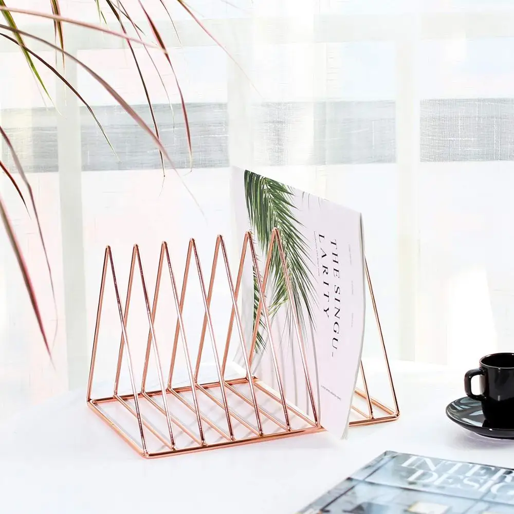 
office school table triangle shape rose gold paper letter holder 