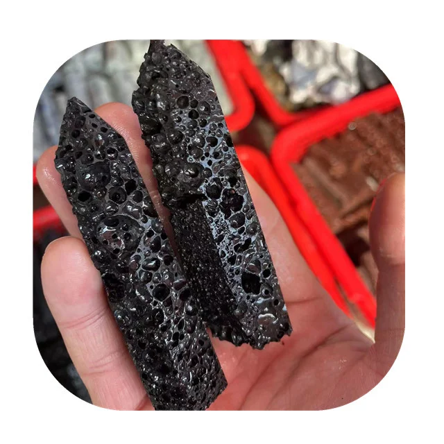 

New arrivals spiritual crystals healing wand point natural black lava crystal towers for sale