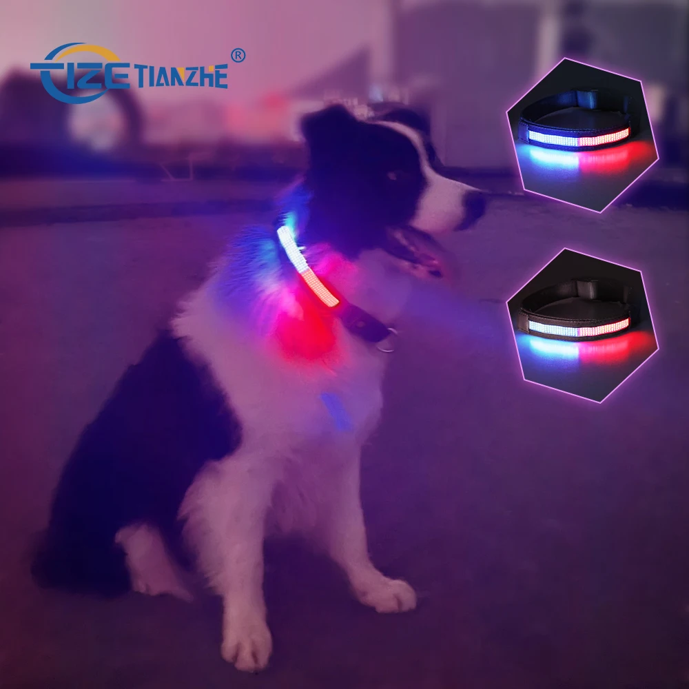 

Tize Custom Pet Dog Collar Light Articulos De Gatos Luminous Usb Led Dog Collar Usb Chargeable Led Waterproof Dog Collar