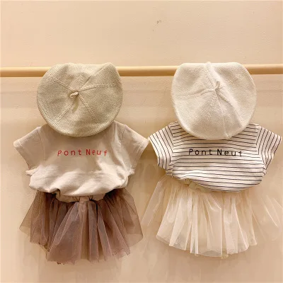

Toddler Baby Girls Clothes Suit 2021 Baby Kids Striped Tops + Skirts Outfits Clothes Wholesale