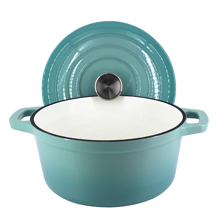 

Round Enamel Cast Iron Metal Insulated Casserole Dish, Green