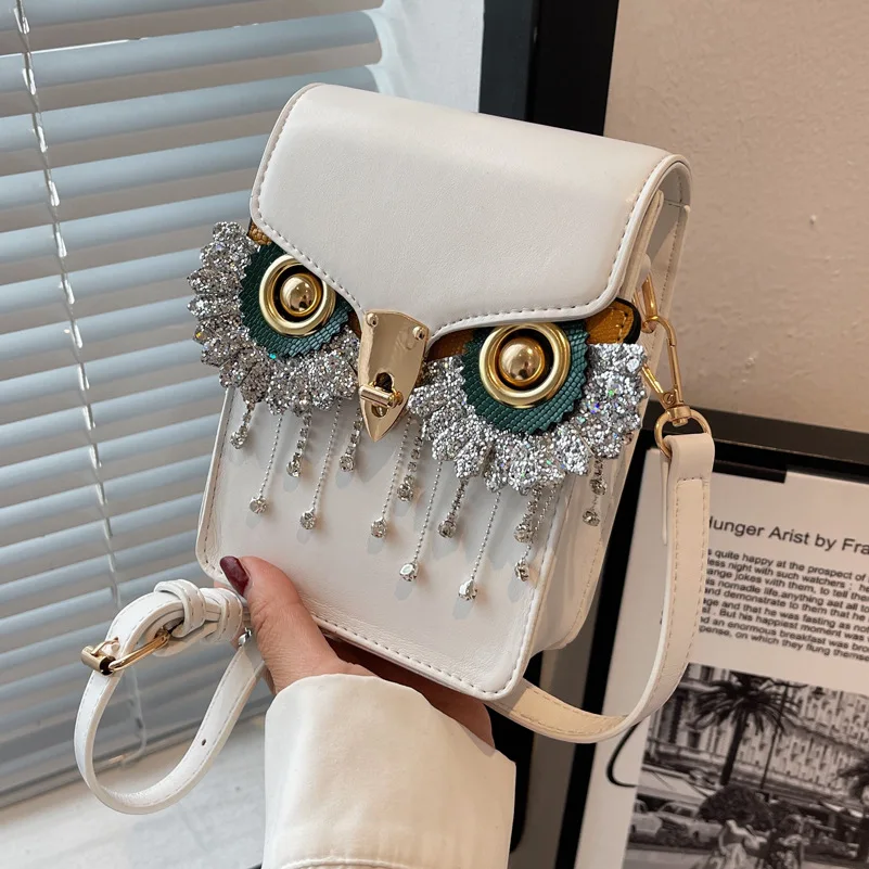 

Fashionable small messenger bag rhinestones tassel yowl leather bag shoulder bag for ladies