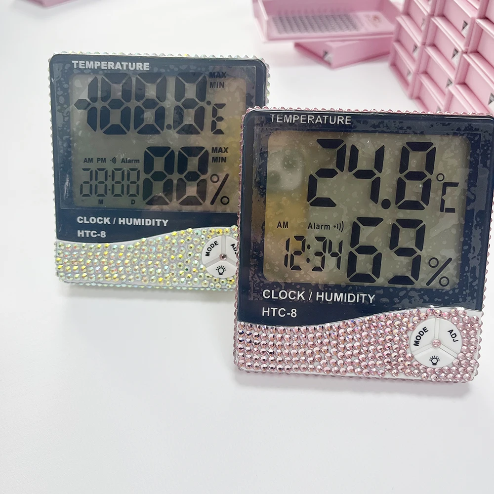 

Wholesale Diamond HTC-8 Digital Thermometer Hygrometer Weather Diamond Temperature And Humidity Digital Display Thermometer