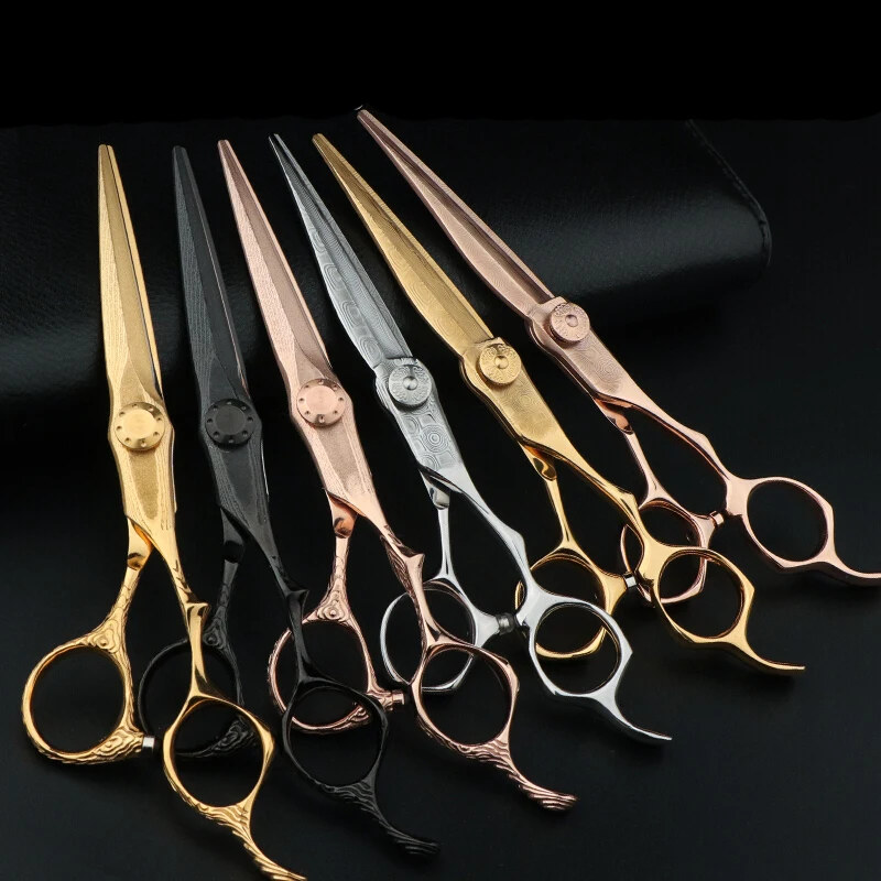 

Kungfu 6inch Damascus Steel Rose Gold Black Color Classic Package Barber Hair Cut Salon Scissors Barber Tools