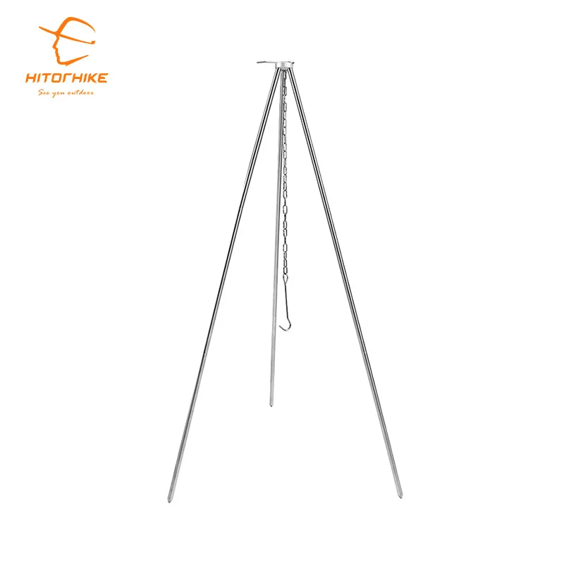 

Hitorhike adjustable hanging tripod outdoor camping hanging pot holder, Silver