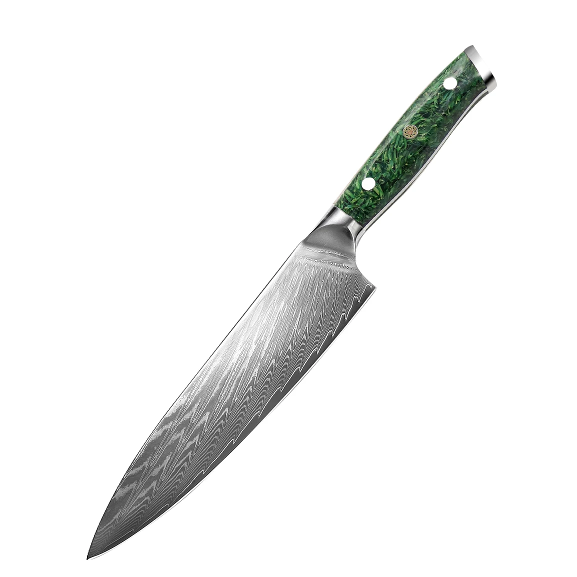 

8 Inch High Carbon Damascus Steel Cooking Chef Knife With Wheat Resin Handle