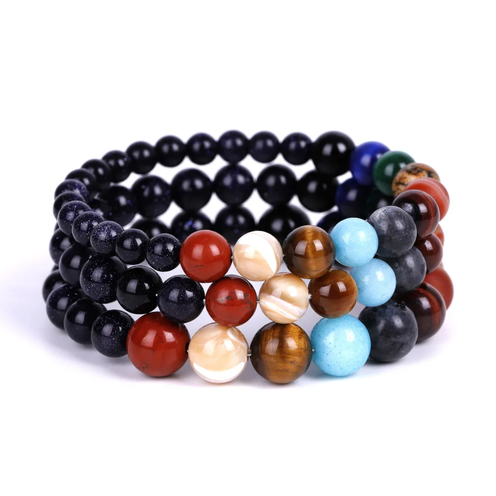 

Solar System Bracelet Universe Galaxy The Eight Planets Guardian Star Natural Stone Beads Bracelet Gifts, Picture shows