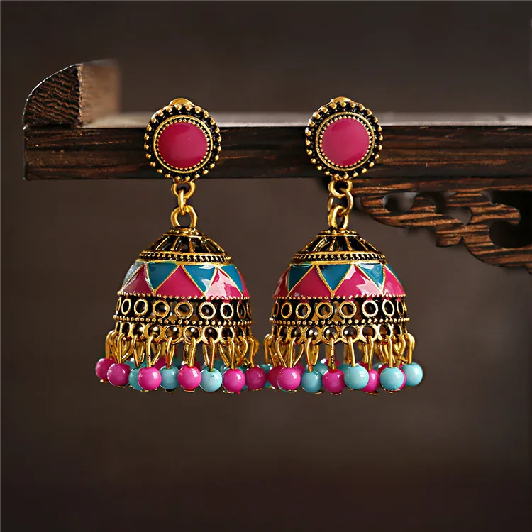 Traditional Tear Drop Mango Jhumki South Gold Tone 