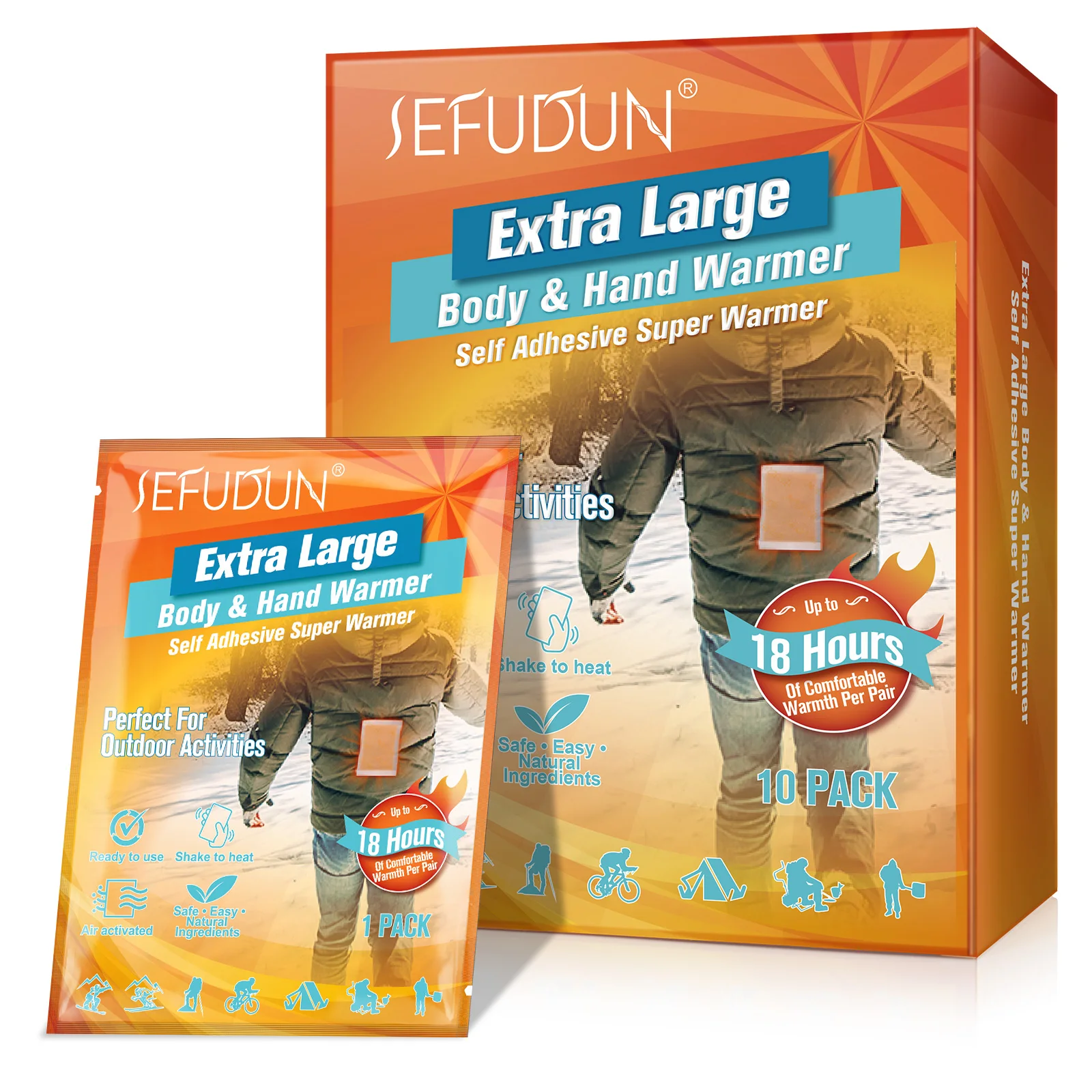 

SEFUDUN Heating 18 Hours Longer Winter Extra Large Warmer Patch Hand Body Warmers