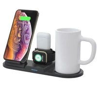 

2019 new arrivals QI Wireless Charger 5 In 1 fast wireless charging for phone Watch earphones Dual Mobile Holder Smart Mug Cup