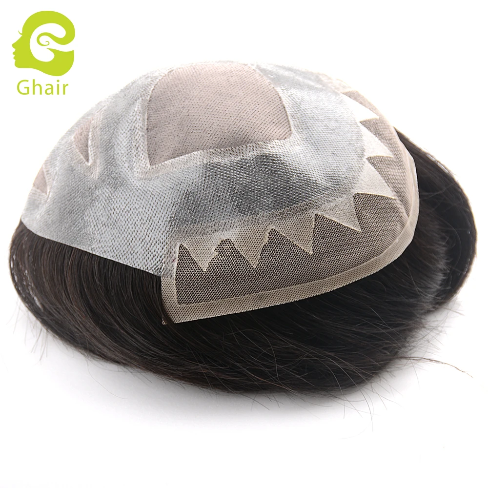 

Toupee for bald men human hair natural black color hair system for men