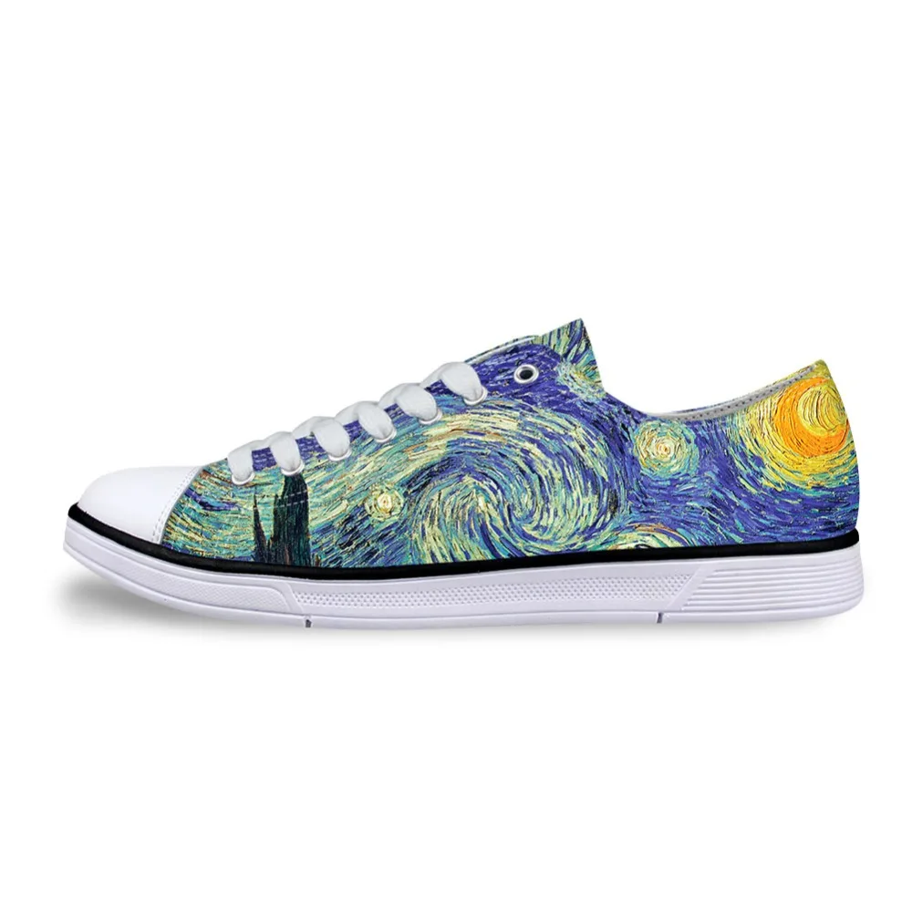 

Women Casual Painting Art Print Shoes Female Lace-up Vulcanized Low-Top Canvas Shoe Ladies Flats for Girl Vincent van Gogh, Requirement