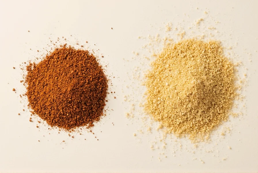 Side-by-side comparison of cumin seeds and coriander seeds