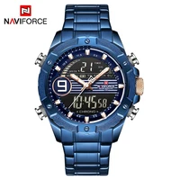 

NAVIFORCE NF9146S Men Dual Display Quartz Digital Hand Watch Best Stainless Steel Strap Fashion Business Watches For Men