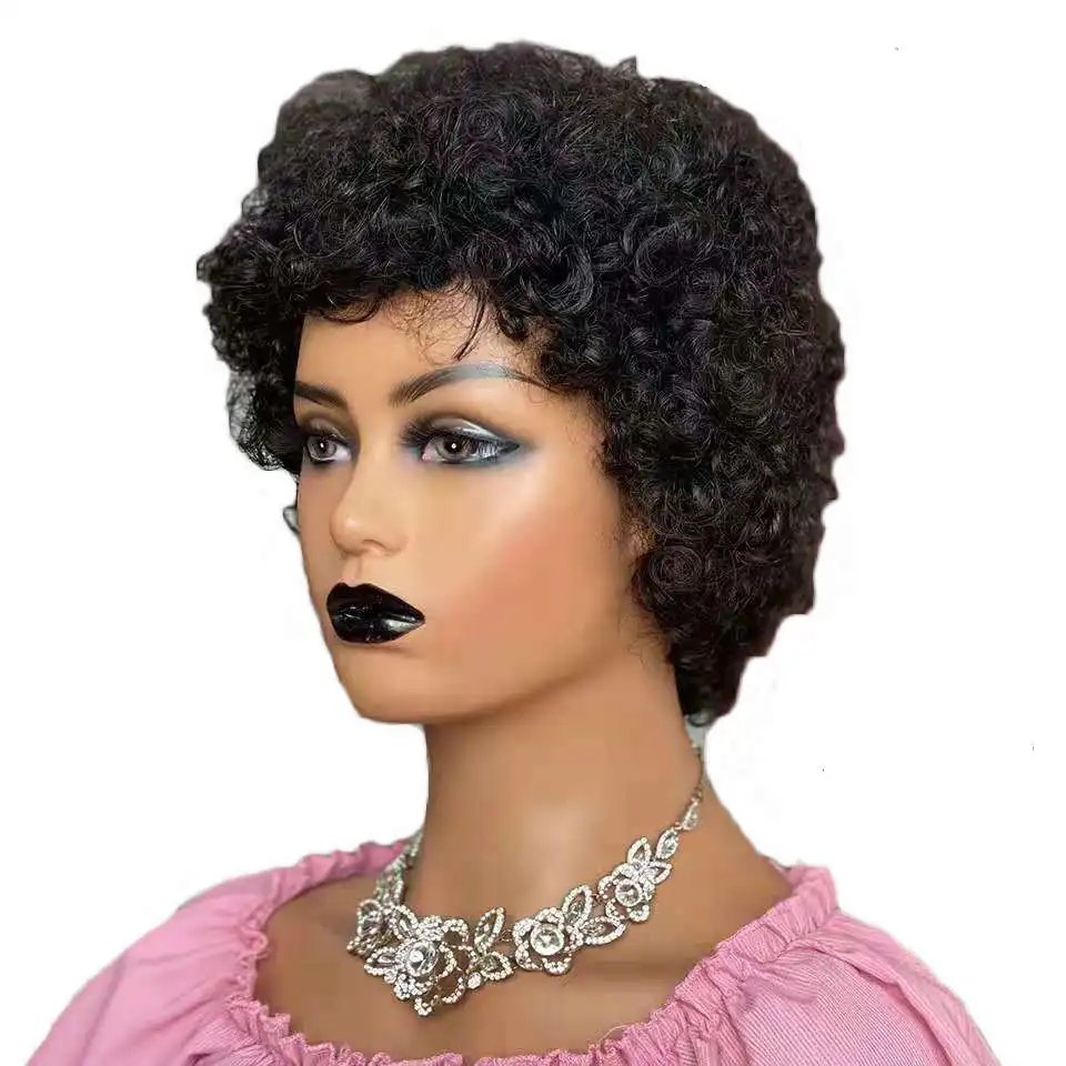 

Wholesale High Quality Natural Color Afro Curly Human Hair Wig for Black Women