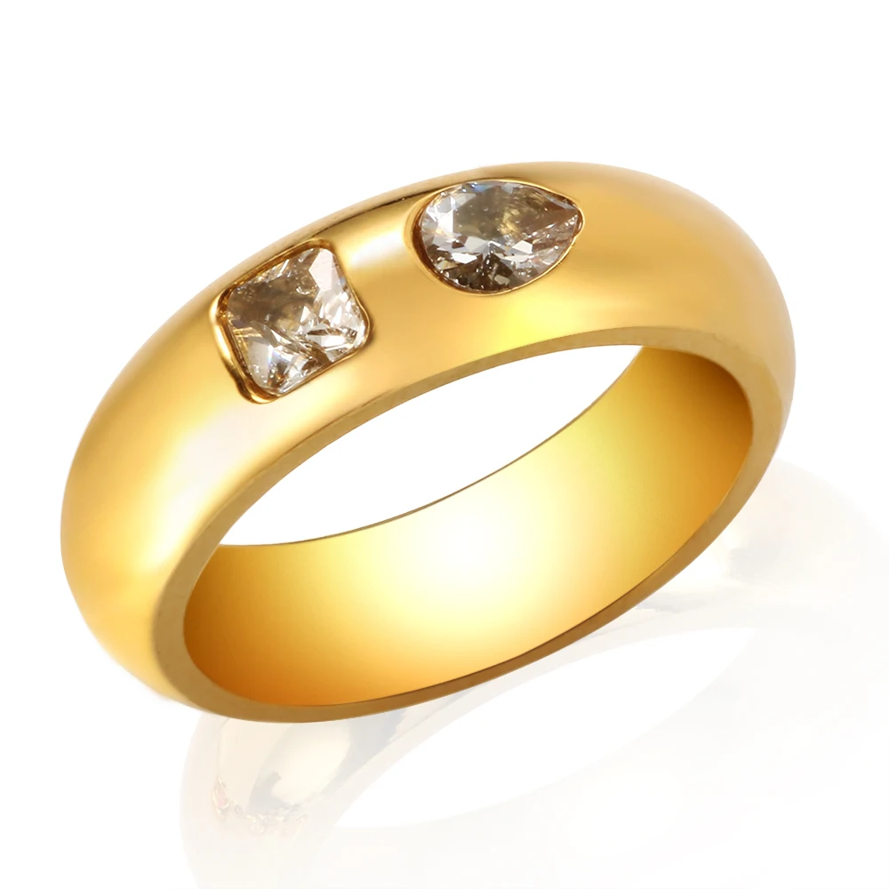 

Luxury Jewelry Vintage Style Stainless Steel Couple Rings for Men Women High Quality Wedding Diamond Classic Screw Finger Ring, Gold color plated