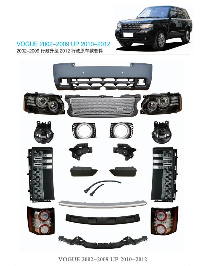 

New Design L322 Car Outer Parts Full Facelift Body Kit For Range Rover Vogue 2002-2009 Replacement To 2010-2012