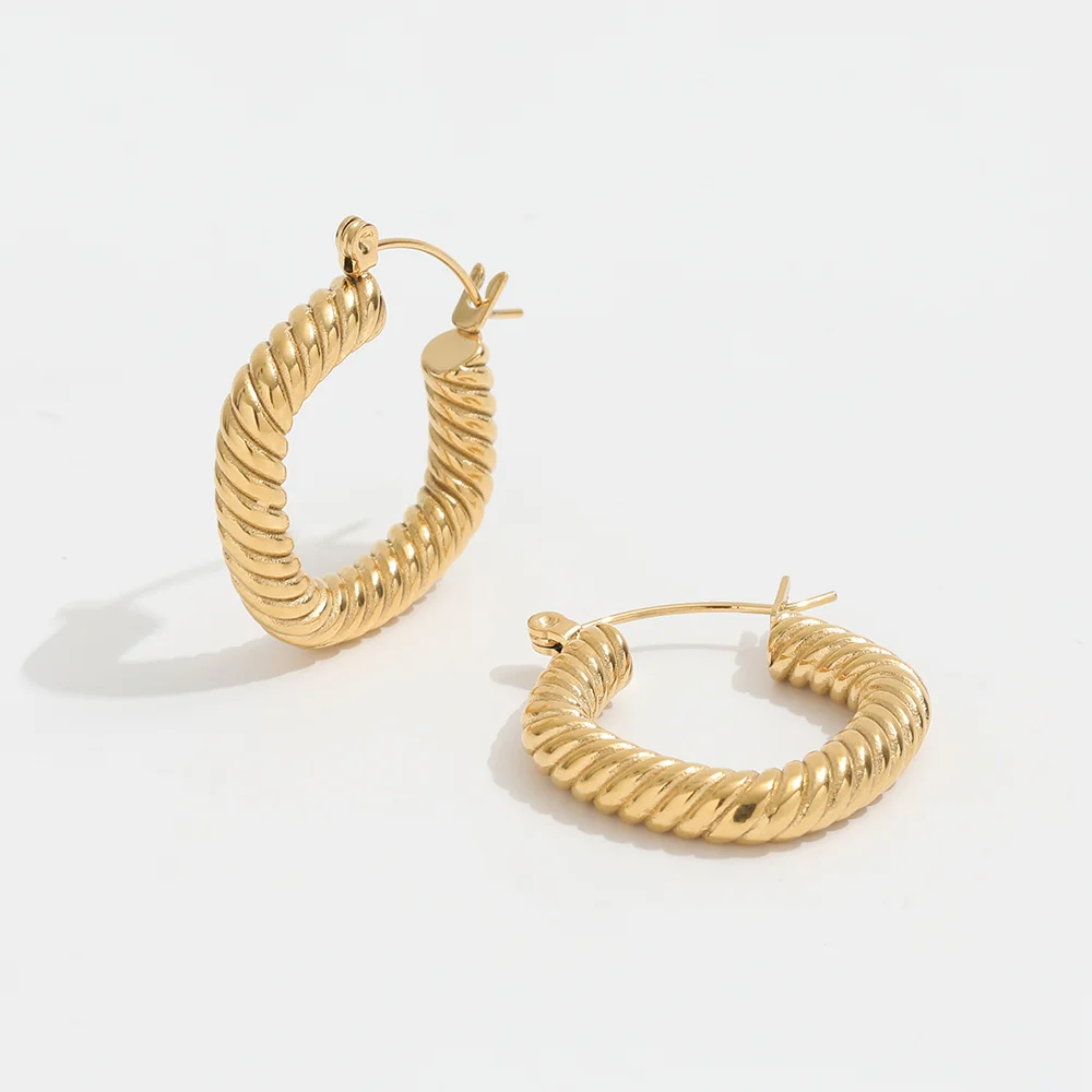 

New 18K PVD Gold Plated Hoop Earrings for Women Stainless Steel Earrings Wholesale