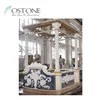 Luxury Carved Stone Surround Large Blue Natural Solid Marble Bathtub For Villa Hotel Bathroom