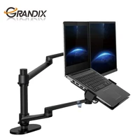 

Height Adjustable Aluminum Dual LCD Desk Monitor Stand and Flexible 12-17inch Notebook Computer Arm Laptop Holder
