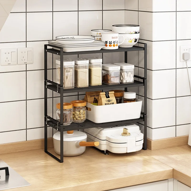 

Hot selling Detachable Multipurpose Effective space saving 4-tier kitchen storage rack, White / black