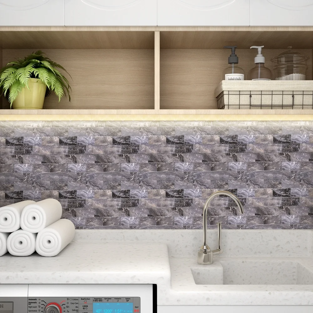 Schwarz Granit Aussehen Dekorative Selbstklebende Backsplash Fliesen