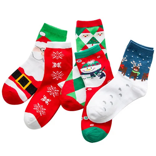 

2021 Custom cozy socks for christmas holiday socks family with Santa Claus Elk Snow cartoon unisex socks