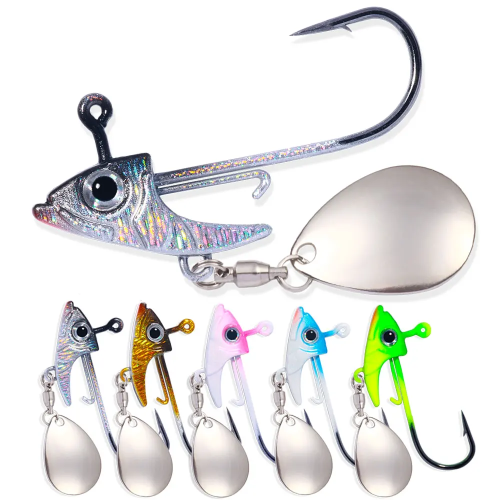 Hengjia Lead Jig Fish Head Hook 7g 10g 15g 3d Fish Eye Crank Jig Head 5pcs/bag