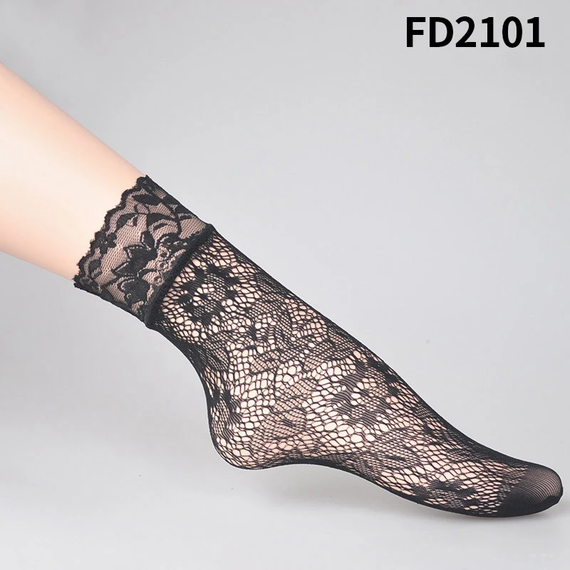
SW402 Sexy Black Ladies Convenient Lace Sock Women Girls Ladies Soft Lace Short Ankle Socks Fishnet Socks 