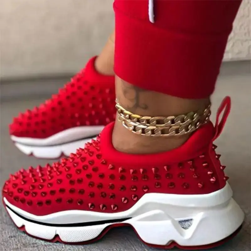 

Large size women plastic leopard domed head manish trainer aror apearl rivet slip on stud pantshoe sneaker casual chunky shoes, All color available