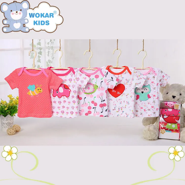 

Guangzhou factory supply 100% organic cotton newborn infant clothing baby T-Shirt, Picture showed