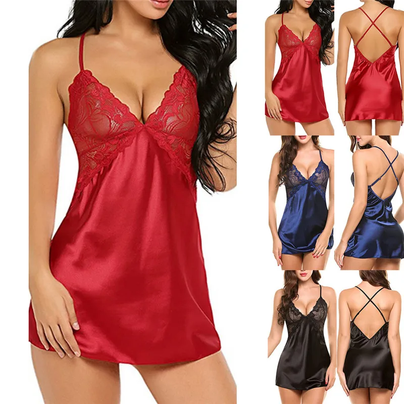 

Y088 Wholesale Hot Lady See Through Sheer Elegant Mature Women Sleepwear Dress Lingerie Sexy Babydoll