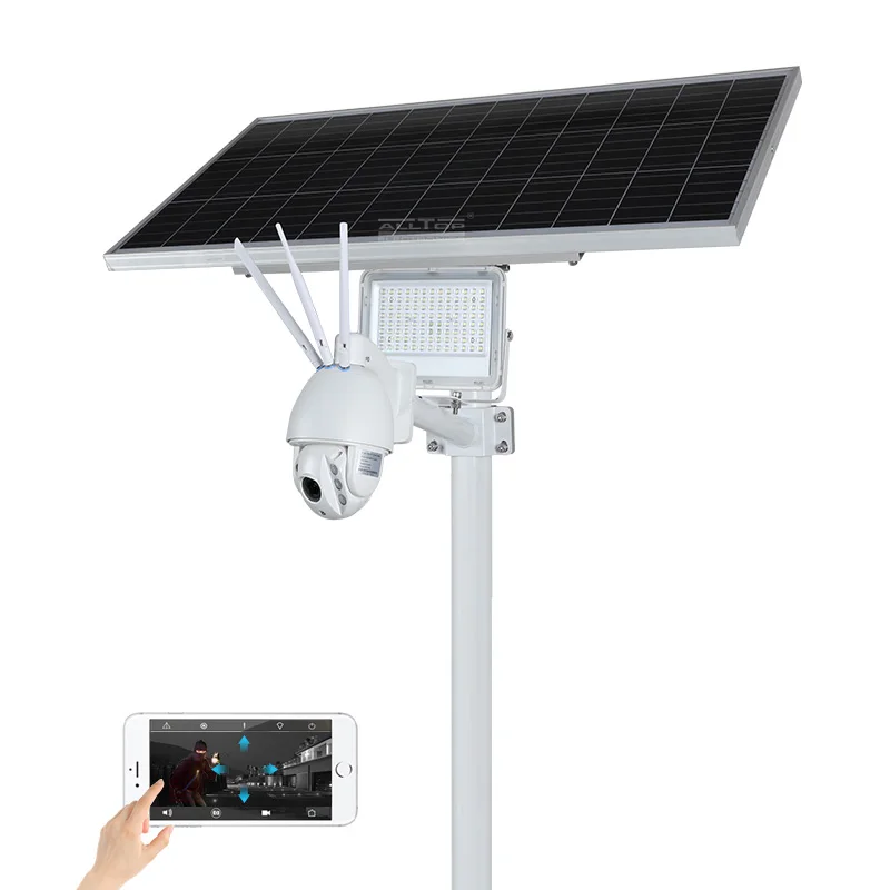 ALLTOP Remote Wireless Control 80w Solar Flood Light With Wifi Cctv Camera