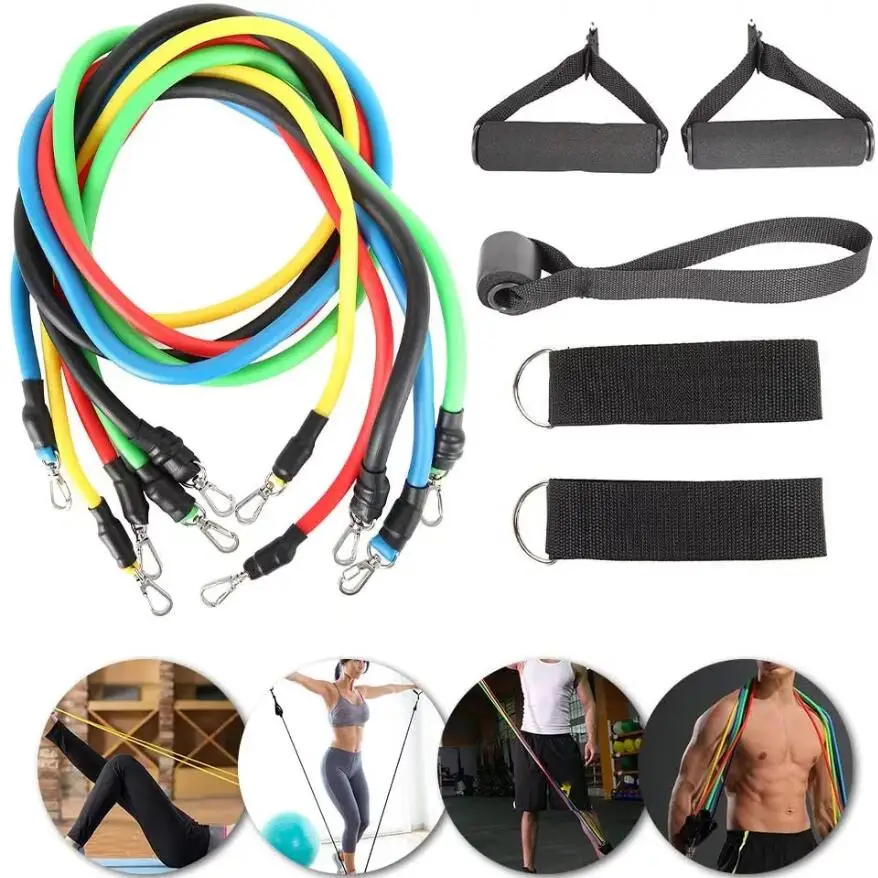 

Huanwei 11pcs Custom Logo TPE Latex Tubes Heavy Duty Workout Equipment Fitness Exercise Elastic Band Set Resistance Bands