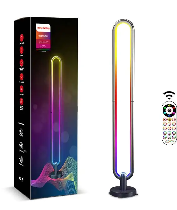 

High Quality Modern minimalist smallest Remote App Controlled RGB Colorful U Shape Floor Lamp