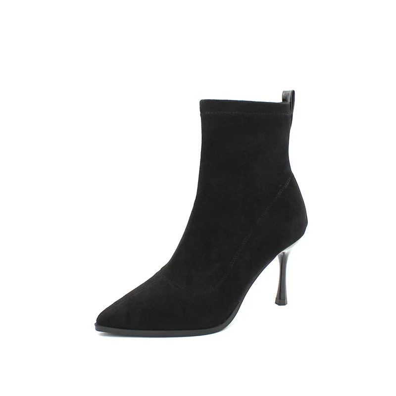 

Fashion women shoes with stiletto heels and pointed toes sexy boots casual shoes, Black