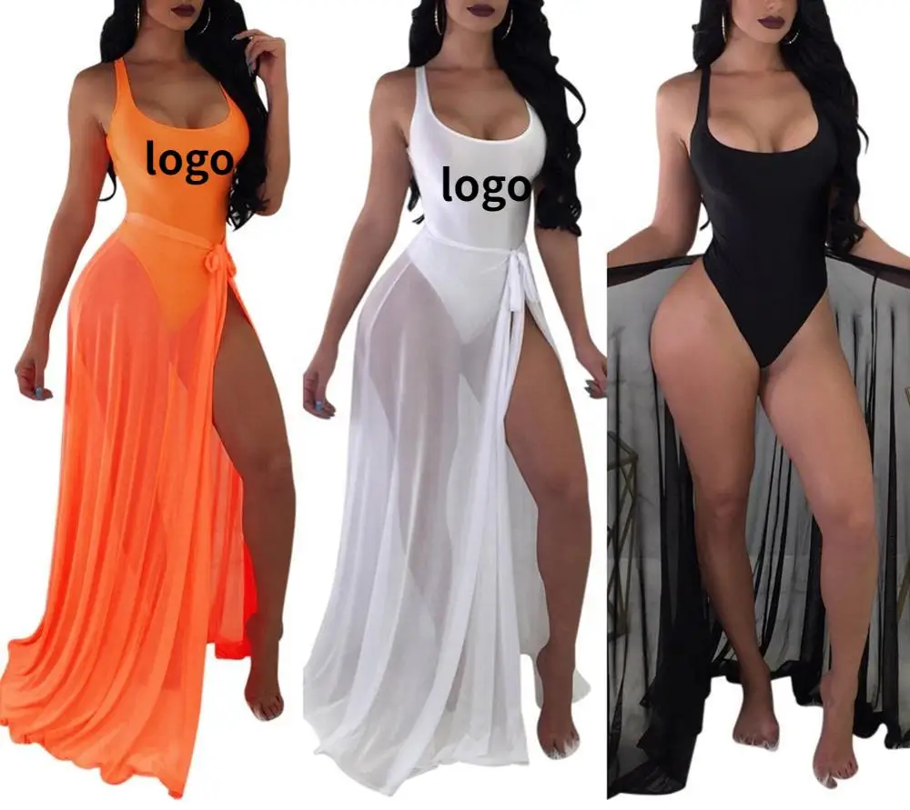 

Women Sexy Backless Bodysuit Lace up See Through Maxi Skirt Set 2 Piece Swimsuit swimsuit wholesale, Black
