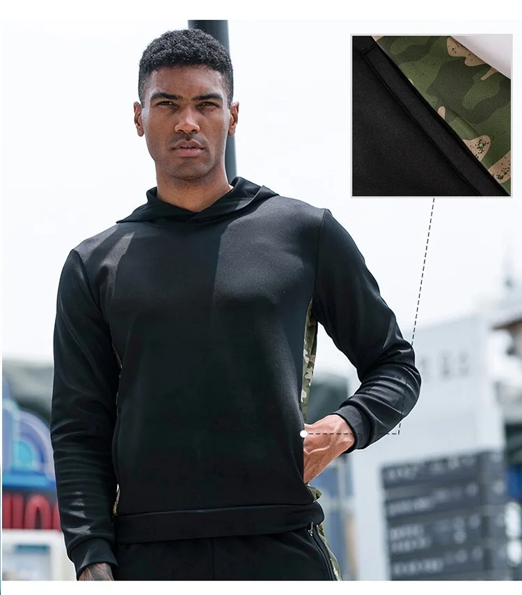 oem定制标志涤纶透气运动服锻炼跑步训练套装套头健身健身男士套头