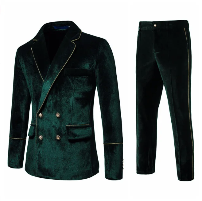 

Double Breasted Velvet Men Suit Formal Slim Fit Wedding Tuxedo Custom Groom Blazer Masculino